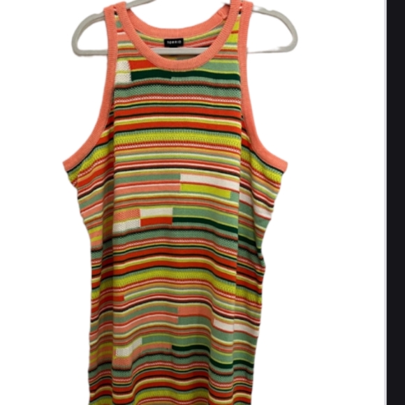 Torrid Orange Yellow Green Crochet Sleeveless Cotton Blend Midi Dress 3X NWT - Picture 2 of 6